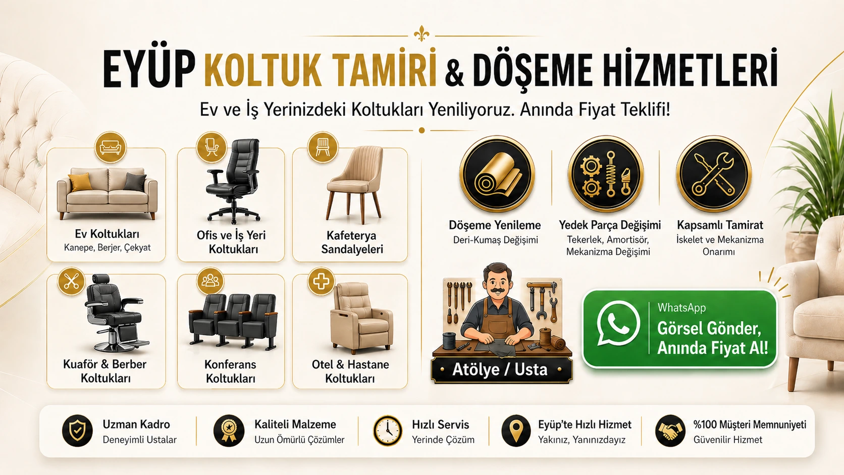 Defterdar koltuk tamiri